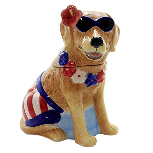 Certified International Tabletop HOT DOGS 3D TREAT COOKIE JAR Beach Sand Hawaiian Sunglasses 28278