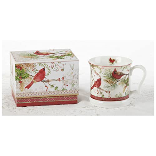 Delton Porcelain Red Cardinal Milk Mug, 4.20-inch Height