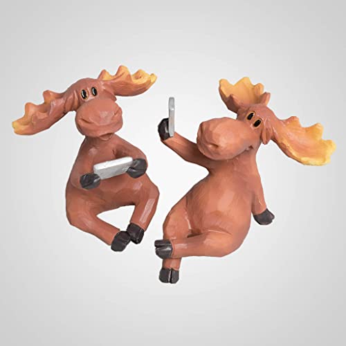 Lipco Moose Selfie Figurine, 3.75-inch Height, Polystone, Set of 2