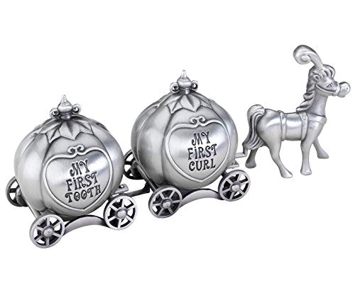 Blue Sky Clayworks Lillian Rose Keepsake Pewter Tooth and Curl Box, Fairytale Coach,2x5 Inch (Pack of 1)