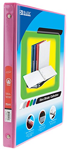 BAZIC 1/2" Fuschia 3-Ring View Binder w/ 2-Pockets