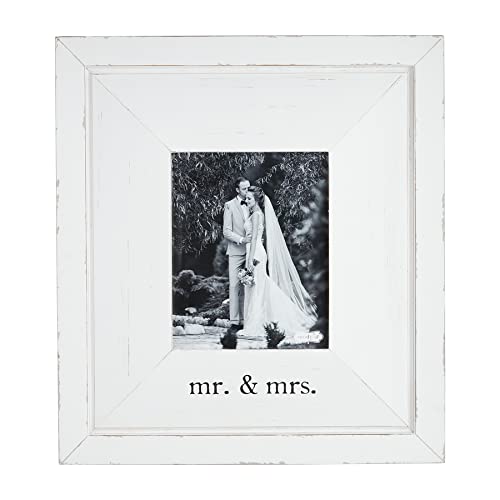 Mud Pie Mr. And Mrs. Wedding Wood Frame,8 X 10, White