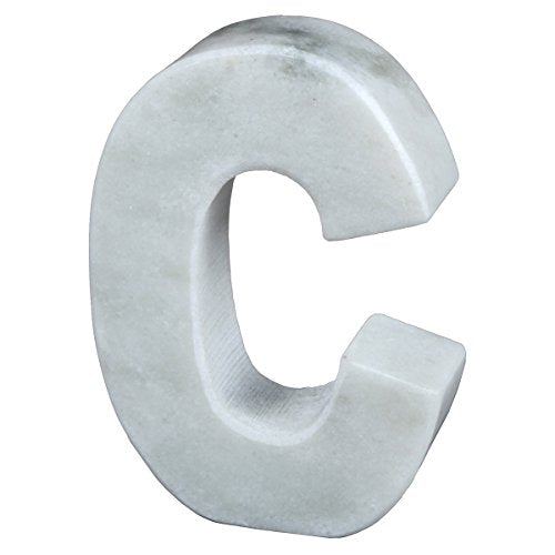 Creative Home 74868 Natural Marble Stone Letter C Bookends, Organizer, Paper Weight, 4" W x 5-7/8" H, 1-1/2" D, Off-White (patterns may very)