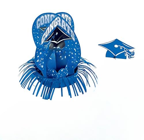 Fun Express - Blue Grad Table Decor Kit (23pc) for Graduation - Party Decor - General Decor - Centerpieces - Graduation - 23 Pieces