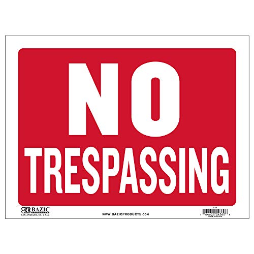 BAZIC No Trespassing Sign 12"x16", Private Property Restricted Area Authorized Plastic Signs for Home Store, Waterproof Indoor Signage, 1-Pack