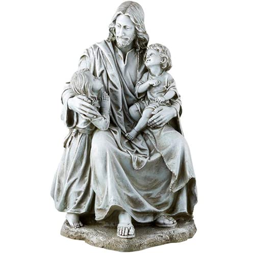 Creative Brands Christian Brands Large Jesus Statue with Children, Outdoor Decorations for Patio, Front Porch Yard Decor Garden Gifts, 16 1/2 Inch