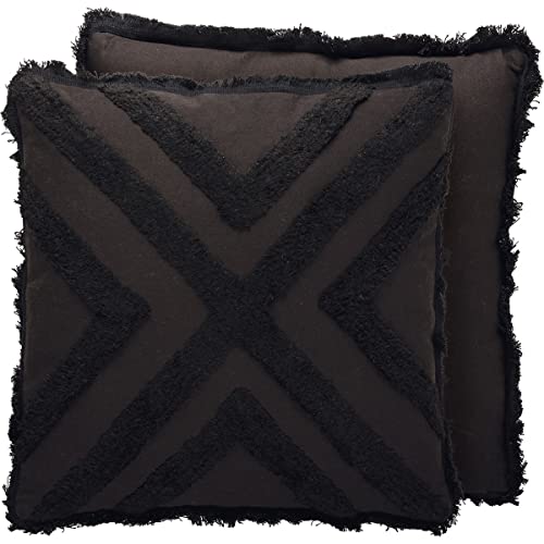 Primitives By Kathy 113794 Black Fringe Throw Pillow, 20-inch Square