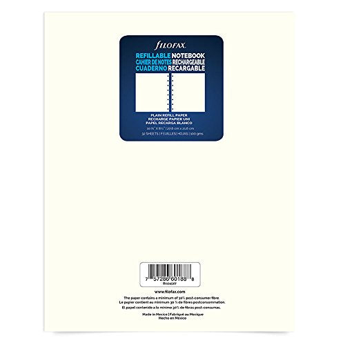 Rediform Filofax Notebook Plain Paper Refill, 10.875 x 8.5 inches, 32 ...