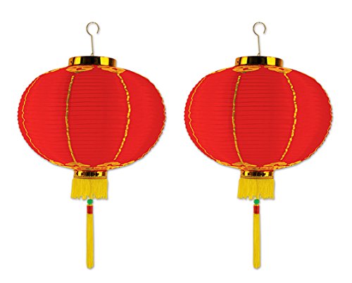 Beistle S50678-12AZ2 Good Luck Lantern, Red/Gold