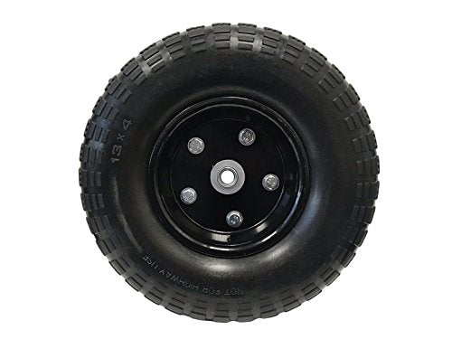 EZ Travel Distribution 13" Flat Free Hand Truck Tire and Wheel with 5/8" Center Shaft Hole (Glossy Black Hub)