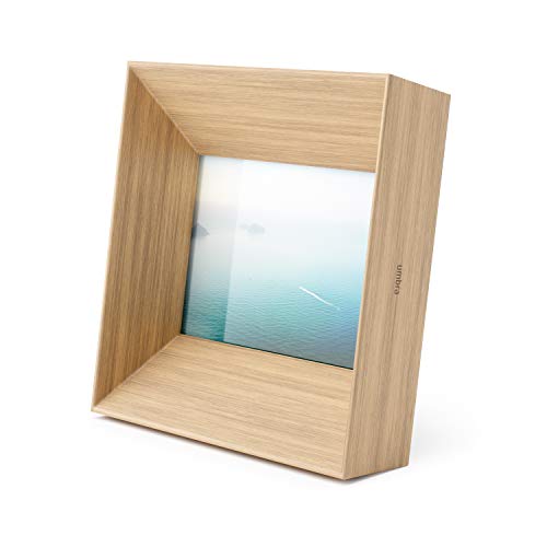 Umbra Lookout Angular Square Picture Frame for Desktop and Wall, 4"x6"(10.16x15.24cm), Natural