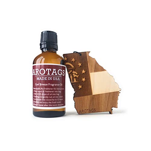 Arotags Georgia Wooden Car Air Freshener - Long Lasting Backwoods Birch Scent Diffuses for 365+ Days - Includes Hanging Mirror Diffuser and Fragrance Oil - 100% American Made
