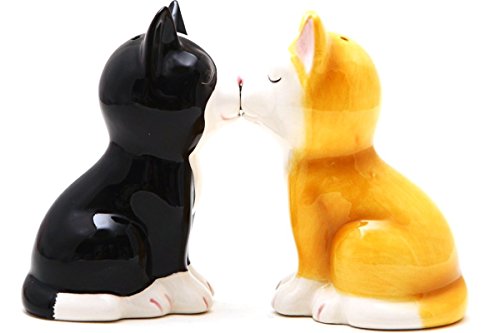 Pacific Trading Hand Painted Ceramic Magnetic Salt and Pepper Shaker Set- Kittens