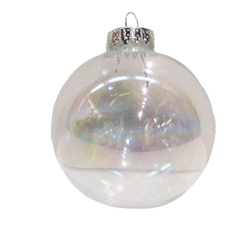 Kurt Adler Clear Iridescent Glass Ball Ornament, 65mm, Set of 6