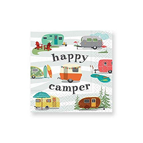 Design Design Happy Camper Cocktail Napkins, 5", Multicolor