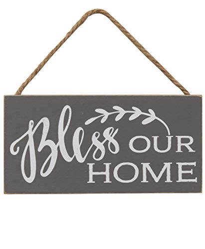 CWI Col House Designs Bless Our Home Wooden Hanging Sign - Doorknob Signs - Rustic Modern Farmhouse Decor - Wood Signs