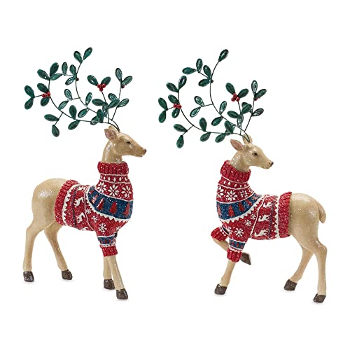 Melrose 86297 Deer Figurine, Set of 2, 14.75-inch Height, Metal and Resin