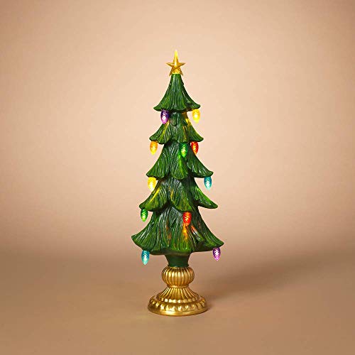 Gerson 2598030 Battery Operated Lighted Resin Christmas Tree, 19.8" H