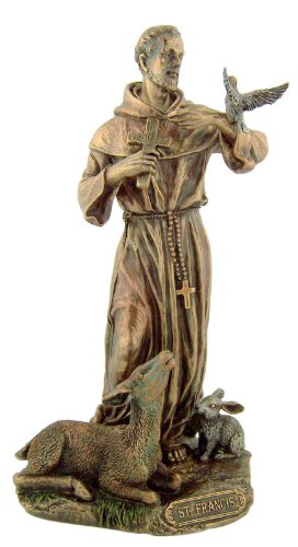 Unicorn Studio Saint St Francis of Assisi Patron of Animals 8 3/4 Inch Bronze Resin Statue Religious Figurine