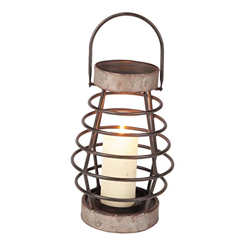 Foreside Small Home & Garden Rustic Cage Wire Metal Pillar Candle Holder