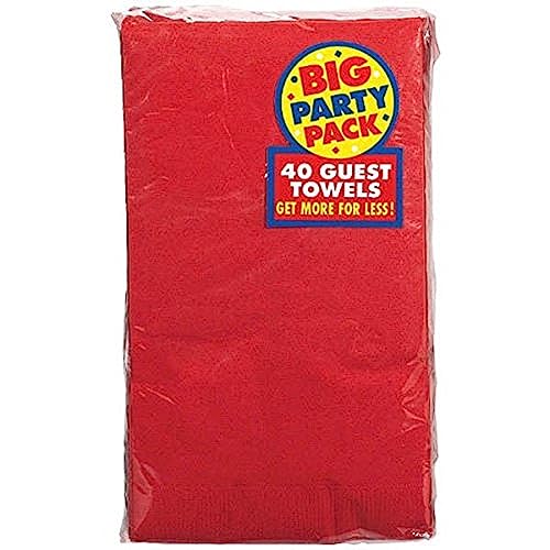 Amscan Beautiful Big Party Pack Apple Guest Paper Towel (16 Pack), 4-1/2 x 7-3/4", Red