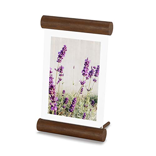 Umbra Scroll Modern Floating Frame for Family Photos, Holiday Pictures and Prints, 4"x6"(10.16x15.24cm), Walnut