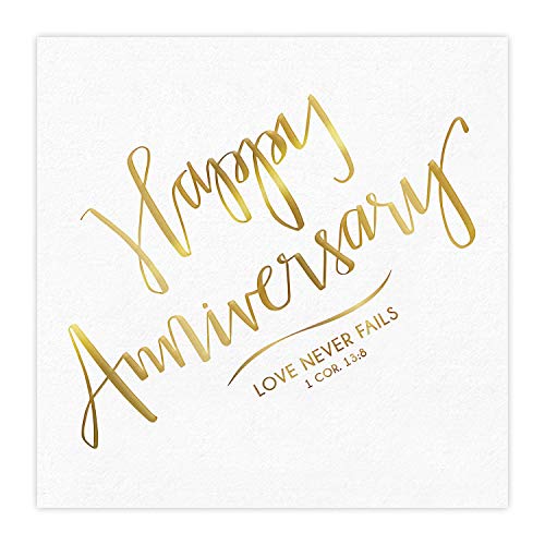 Creative Brands Faithworks - Slant Collections 20-Count Paper Napkins, 5 x 5-Inch, Happy Anniversary
