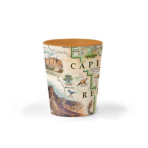 Xplorer Maps Capitol Reef National Park Map Ceramic Shot Glass, BPA-Free - For Office, Home, Gift, Party - Durable and holds 1.5 oz Liquid