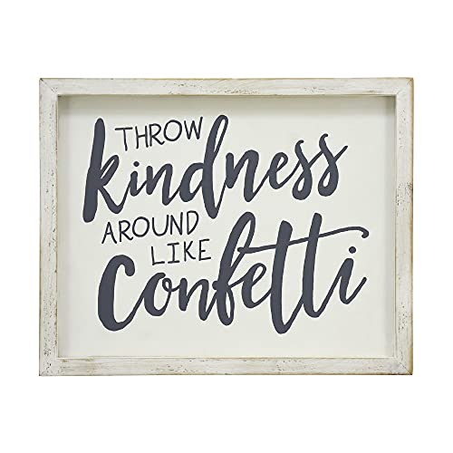 Paris Loft Throw Kindness Around Like Confetti Wood Wall Framed Sign White Washed Wood Wall Decor 10x1x8inches