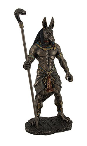 Unicorn Studio Veronese Design Anubis Holding Cobra Head Scepter Statue