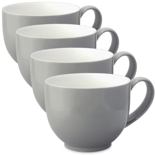 FORLIFE Q Tea Cup with Handle (Set of 4), 10 oz, Gray
