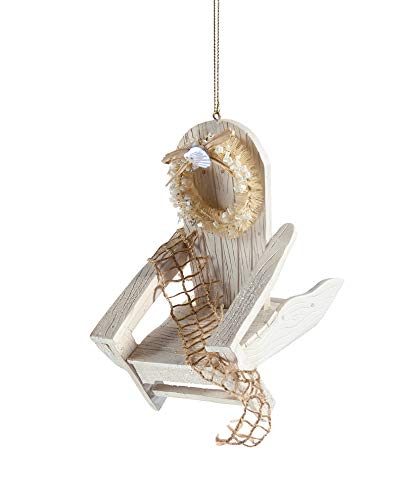 Giftcraft 667031 Polyresin Chair with Wreath Hanging Ornament, 3.5-inch Height