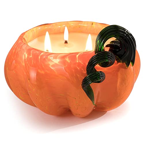 Dynasty Gallery Glisten+Glass Pumpkin Candle, Pumpkin Caramel Crunch