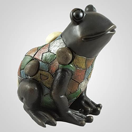 Lipco Polyresin Mosaic Garden Frog Figurine, 7.5-inch Height, Tabletop Decoration