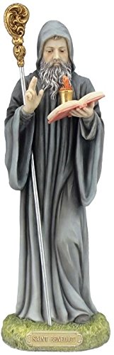 Unicorn Studio 9.13 Inch Saint Benedict Decorative Statue Figurine, Pastel Color