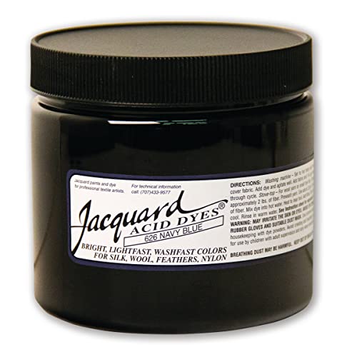 Jacquard Acid Dye for Wool, Silk and Other Protein Fibers, 8 Ounce Jar, Concentrated Powder, Navy Blue 626