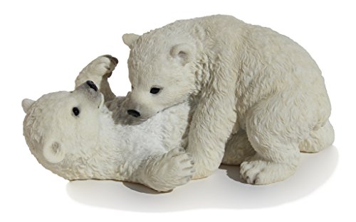 Unicorn Studio 6.25 Inch Polar Bears Cubs Playing Decorative Statue Figurine, White