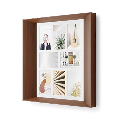 Umbra Lookout Angular Square Picture Frame for Desktop and Wall, Walnut