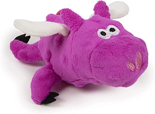 Worldwise goDog, Flying Pig, Squeaker Dog Toy, Chew Resistant, Durable Bubble Plush, Soft, Tough, Reinforced Seams, Bright Pink, Mini (Just for Me)