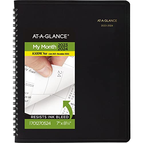 ACCO (School) AT-A-GLANCE 2023-2024 Planner, Monthly Academic Appointment Book, 7" x 8-3/4", Medium, Black (7012705)
