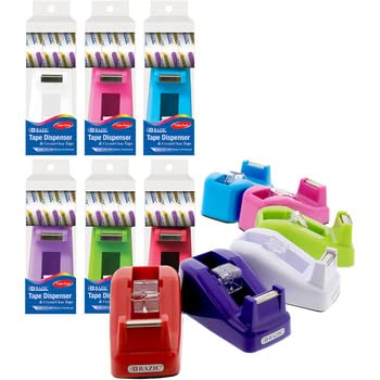 BAZIC New 402739 Mini 1 Inch Core Desktop Tape Dispenser W / (3) 3/4 Inch X 600 I (24-Pack) Tape Cheap Wholesale Discount Bulk Stationery Tape