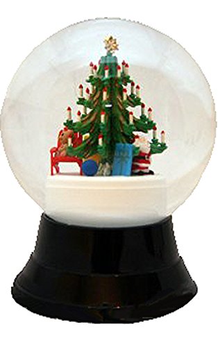 Perzy Christmas Tree Midnight Black 7 x 5 Inch Glass and Wood Christmas Snow Globe