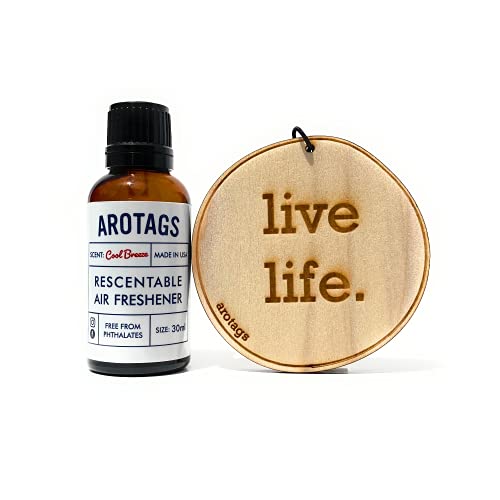 Arotags Wooden Car Air Freshener - Long Lasting Backwoods Birch Scent Diffuses for 365+ Days - Includes Live Life Hanging Mirror Diffuser and Fragrance Oil - 100% American Made‚Ä¶