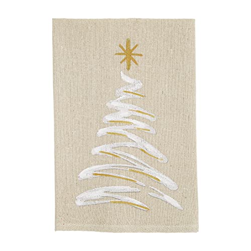 Mud Pie Faith Christmas Painted Towel, Tree, 21" x 14", Cotton