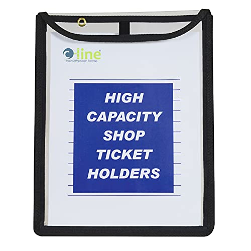 C-Line High Capacity Stitched Shop Ticket Holders, Gusseted with Flap Closure, Both Sides Clear, 1 x 9 x 12 Inches, 15 per Box (39912)