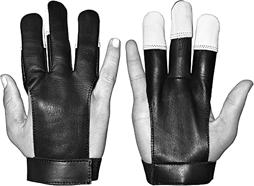 UNIVERSE ARCHERY Leather Archery Glove | Handmade Shooting Hunting Three Finger Gloves | Recurve Bow Archery Cow Hide Leather Gloves | Excellent Fitting
