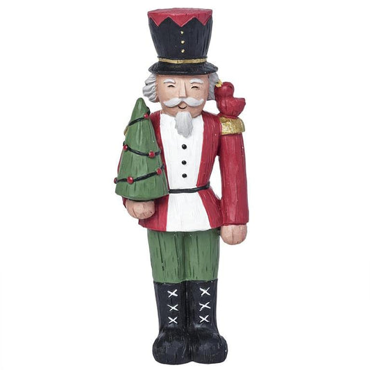 Blossom Bucket Nutcracker Figurine with Black Hat and Tree