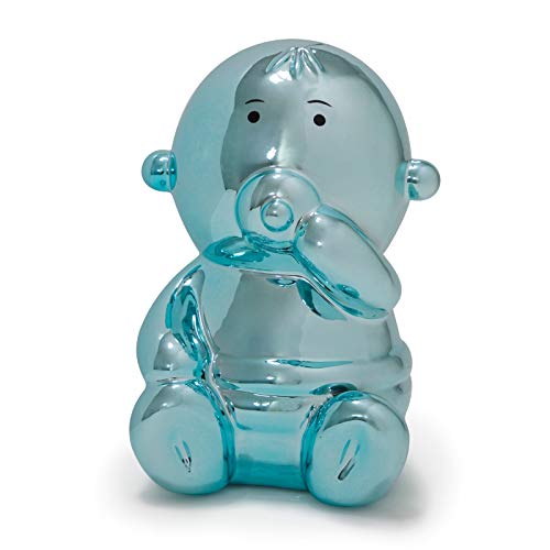 Made By Humans Balloon Baby Money Bank - Unique Ceramic Piggy Bank Gift - Perfect Newborn Baby, Girls, Boys Blue
