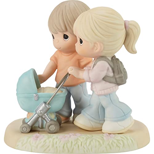 Precious Moments Mom and Dad with Baby in Stroller Figurine