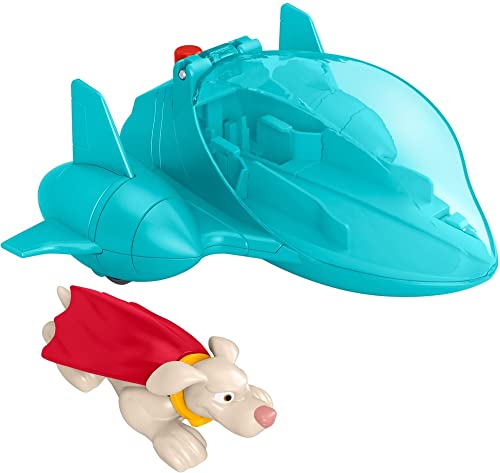 Fisher-Price DC League of Super-Pets Super Launch Krypto figure and Invisible Jet vehicle set for preschool pretend play ages 3 years and up